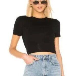Superdown XS lynn open back black crop top!
